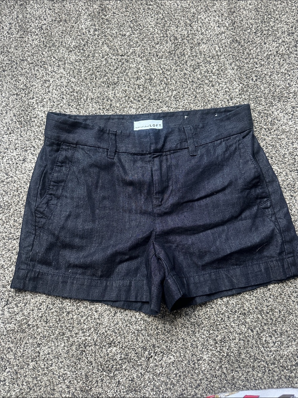 NWOT LOFT Dark Navy Women's Denim-Look Cuffed Shorts